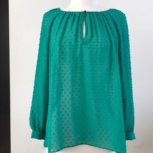 J Crew sheer organza dot blouse